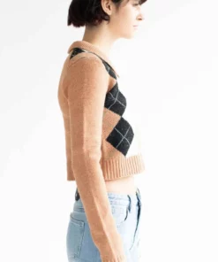 Terra Argyle Collared Sweater -US Clothing Shop terracotta argyle collared sweater 6 81192.1692389612