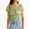 Tie Belt Paper Bag Waist Denim Shorts
