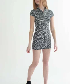 Tripping Checkers Ruched Shirt Dress -US Clothing Shop tripping checkers ruched shirt dress 1 41630.1692308453