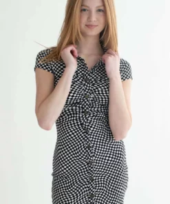 Tripping Checkers Ruched Shirt Dress