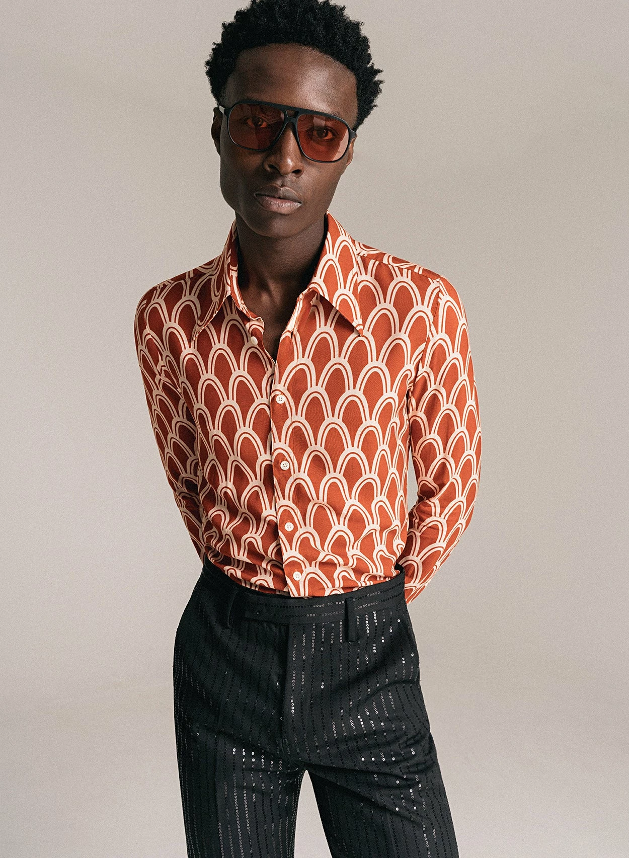 Sequin Pinstripe Wool Flared Trousers 5 Sequin Pinstripe Wool Flared Trousers - Image 5