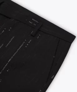 Sequin Pinstripe Wool Flared Trousers 12 Sequin Pinstripe Wool Flared Trousers -US Clothing Shop trousersdetail2