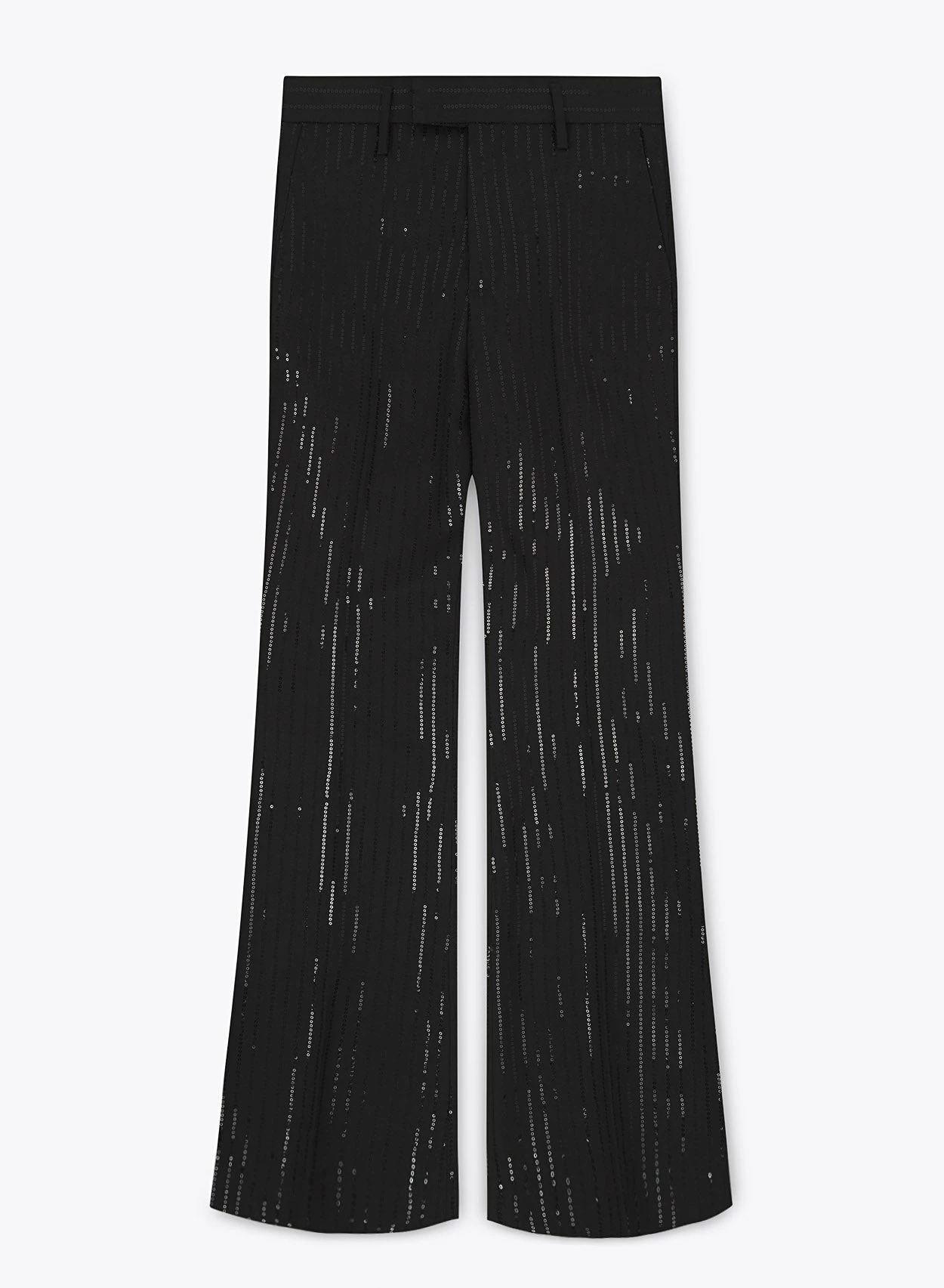 Sequin Pinstripe Wool Flared Trousers 2 Sequin Pinstripe Wool Flared Trousers - Image 2