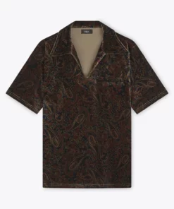 60's Paisley Velvet Polo Shirt -US Clothing Shop velvetpaisleypolo
