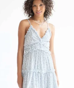 White & Blue Floral Ruffle Sundress -US Clothing Shop white and blue floral ruffle sundress 3 33679.1666806255