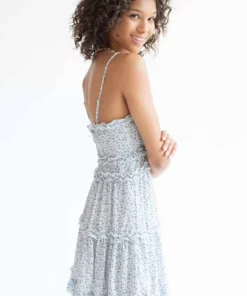 White & Blue Floral Ruffle Sundress -US Clothing Shop white and blue floral ruffle sundress 4 36079.1666806295