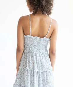 White & Blue Floral Ruffle Sundress -US Clothing Shop white and blue floral ruffle sundress 5 92471.1666806340