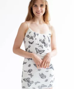 White Butterfly Mesh Milkmaid Dress