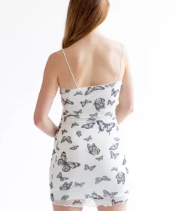 White Butterfly Mesh Milkmaid Dress -US Clothing Shop white butterfly mesh milkmaid dress 4 46058.1666807602