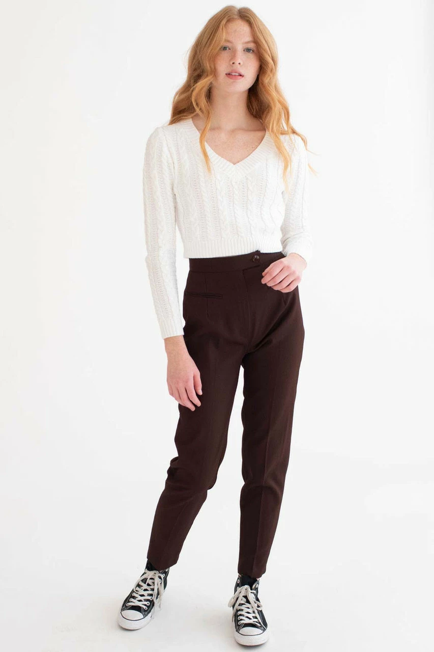 White Cable Knit Cropped Sweater 3 White Cable Knit Cropped Sweater - Image 3