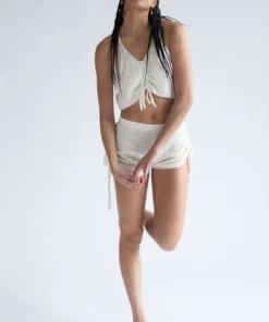 White Cinched Knit Cami & Shorts Set 10 White Cinched Knit Cami & Shorts Set -US Clothing Shop white cinched knit cami and shorts set 1 04525.1666808933