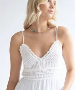 White Crochet Top Dress