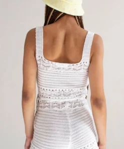 White Pointelle Crochet Cami & Shorts Set -US Clothing Shop white pointelle crochet set 1 81859.1692387005
