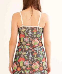 White Trim Psychedelic Mushrooms Mini Dress -US Clothing Shop white trip psychedelic mushrooms mini dress 5 32078.1666806030