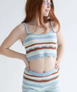 Windsurfer Striped Crochet Cami & Shorts Set