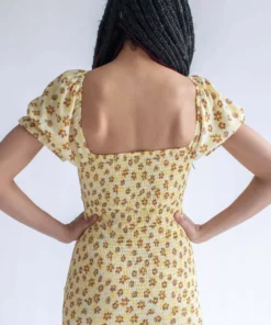 Yellow Spring Floral Cinched Mini Dress -US Clothing Shop yellow spring floral cinched mini dress 5 10634.1666805873
